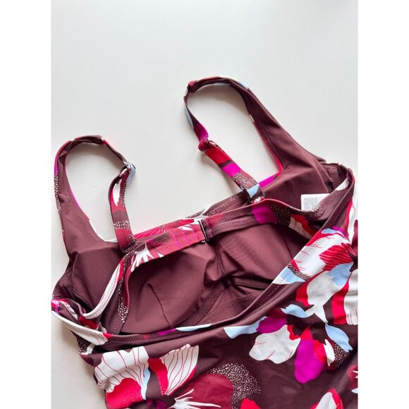 ATHLETA Hero Bloom Decadent Chocolate Square Neck Tankini Swim Top, Size 38 B/C - Picture 6 of 10